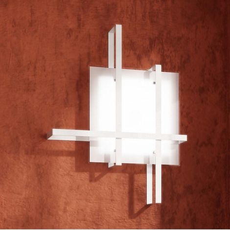 Plafoniera moderna top light cross 1106 70 e27 led metallo vetro lampada soffitto, finitura metallo bianco