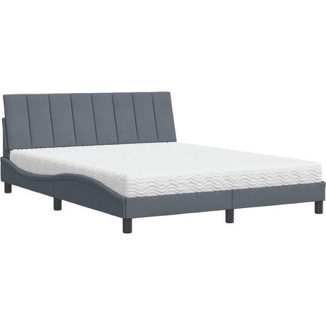 Cama con colchón Hanko terciopelo gris oscuro 160x200 cm vidaXL (1/5)