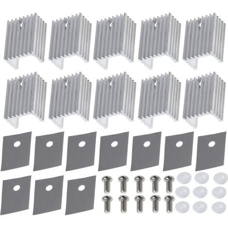 10 Pièces Dissipateur Thermique Argentées en Aluminium pour Transistor Kit D'isolation To-220, de Puce Haute Performance, Ailettes de Refroidissement pour Composants (1/5)