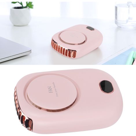 Mini ventilador USB sin aspas, con correa para el cuello, 3 velocidades, ABS, rosa, 123 mm, 2000 mAh (1/5)