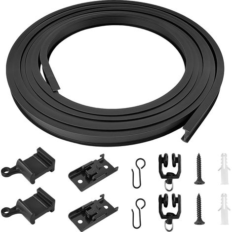 5 M Rail Rideau avec Accessoires de Montage, Robuste et Facile à Utiliser, pour Suspendre des Rideaux (Noir) (1/5)