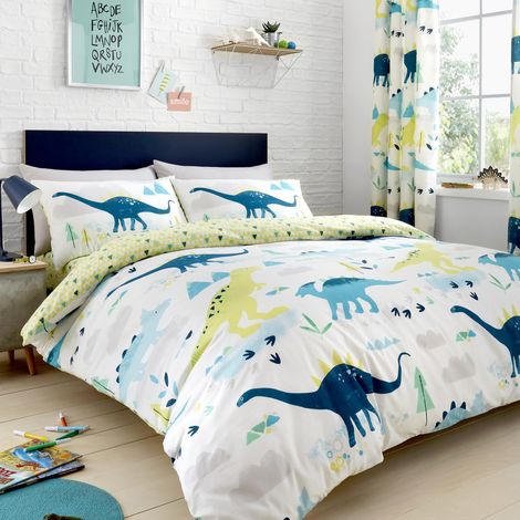 Housse de Couette Dinosaure Phosphorescent 200 x 200 cm 2 taies d'oreiller Motifs réversibles Triangle géométrique Literie Dinosaure pour Enfants Accessoires Dinosaures (1/5)