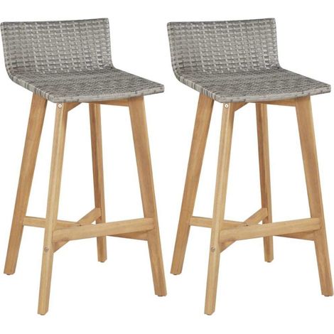 Tabourets de bar lot de 2 bois d'acacia solide vidaXL (1/5)