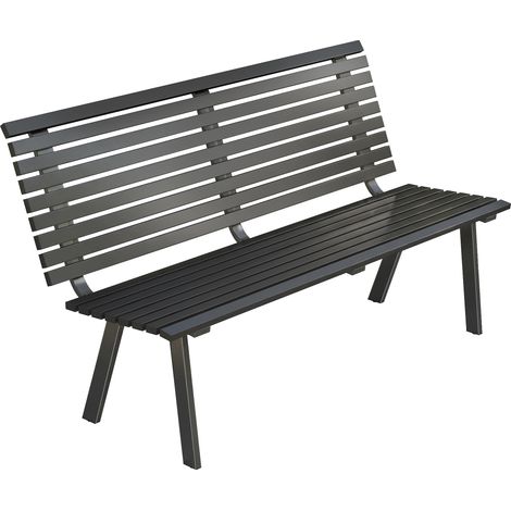 Panchina da giardino in metallo a 3 posti, resistente alle intemperie, con seduta ampia a doghe, portata massima 240 kg, dimensioni 154 x 68 x 88 cm.