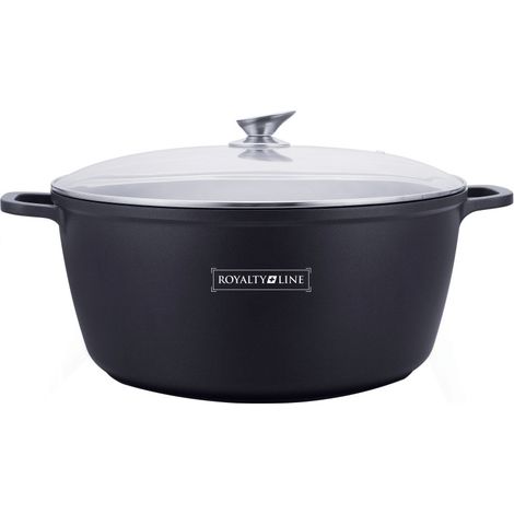 Royalty Line RL-BS40M: Cocotte en fonte avec couvercle en verre - 40 cm