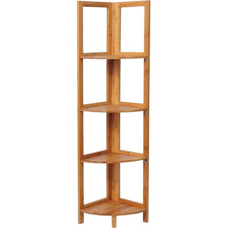 WOLTU Scaffale in bambù Fioriera Mensola a 4 Ripiani per Cucina Libreria bamboo (1/4)
