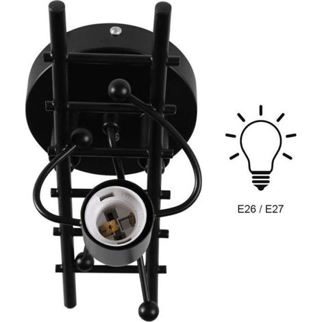 E27 Applique Murale Interieur Vintage Lampe murale Humanoïde Créatif Individuels Applique Métal Lampe Noir (1/4)