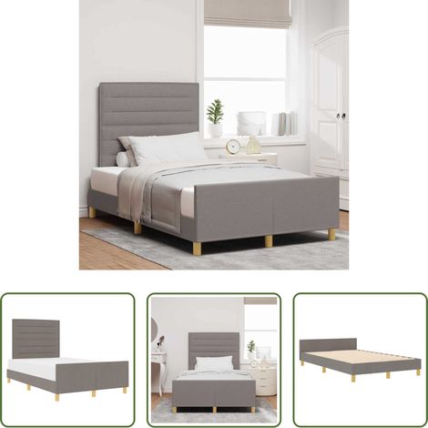 Stoffbett - Bettgestell mit Kopfteil Taupe 120 x 200 cm Stoff (1/5)