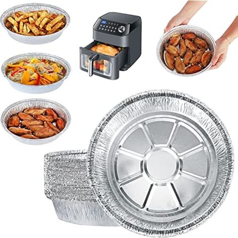 30 pièces de plateaux en aluminium rond pour friteuse à air, 21,5 cm, accessoires compatibles COSORI, Ninja, Tower, cuisson et pâtisserie (1/5)