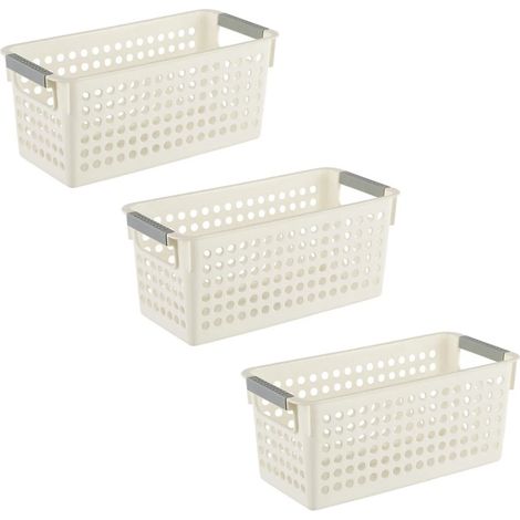 Paniers de rangement en plastique pour l'organisation de la maison, paniers de bureau à trous ronds, conception robuste et empilable pour le bureau, la chambre, la salle de bain, le rangement (1/5)