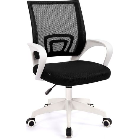 Silla de escritorio con respaldo transpirable 84-94 cm Nika Blanco - Negro 47cm (ancho) x 84-94cm (alto) (1/5)