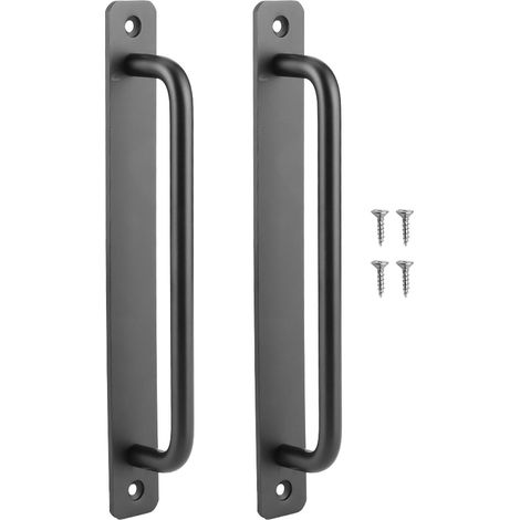 Lot de 2 poignées de porte coulissantes élégantes en alliage d'aluminium noir pour armoires, placards, garages et abris de jardin. (1/5)