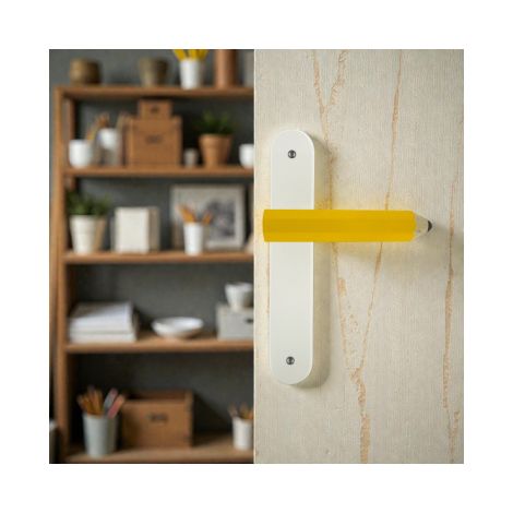 Ouvre&Déco – 1 poignée seule de porte en Bois jaune CRAYON HEXA, style Arty Fantaisie