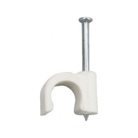 FPLUS grapa manguer.med. 6mm.bl.x100 , Grapa cable plastico con clavo de acero.