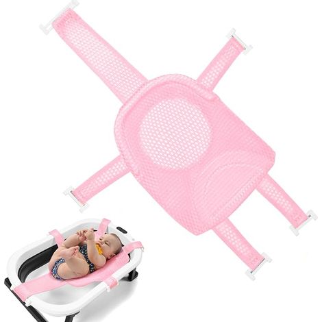 Baby Bath Hammock, Non-Slip Baby Bath Hammock Seat Support for Newborn, Bath Net 0-3 Years (Pink) (1/5)