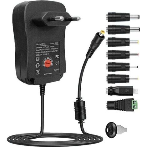 Chargeur multifonction 30 W 8 prises, alimentation réglable standard européenne, adaptateur de chargeur multifonction 3 V à 12 V XXW (1/4)