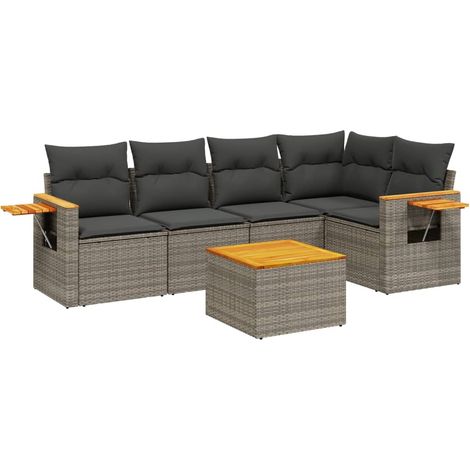 Maison Exclusive - 6-tlg. Garten-Sofagarnitur mit Kissen Grau Pol (1/3)