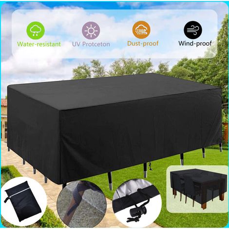 Housse Salon de Jardin 420D Oxford Tissu Housse de Table de Jardin Imperméable Bâche de Protection avec Corde et Boucle Verrouillage-31516074cm (1/4)