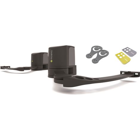 Kit de motorisation de portail à bras articulés – Pour portails battants jusqu'à 1.8m et 250kg – Électronique intégrée et ouverture piéton – Moovo