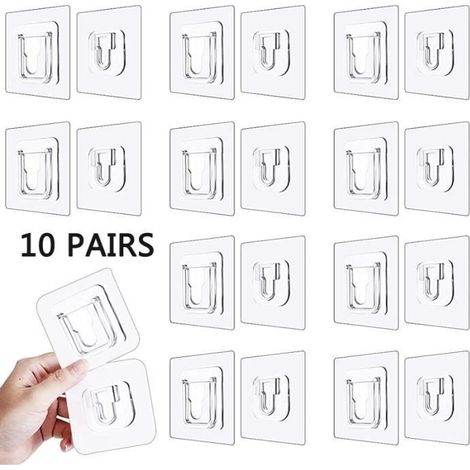 Ventouse - crochet,Crochets muraux auto-adhésifs Double face,10-5 paires,crochet Transparent à forte - 10pair double holder