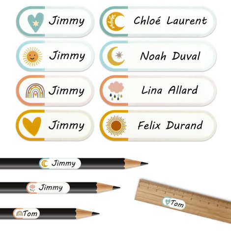 160 Étiquettes Personnalisées Autocollantes, Autocollants Nom Prénom, Différentes Tailles Boho Étiquete Prénom Autocollant Peut Être Utilisé pour Marquer Livres, Stylos, Verres à Boire
