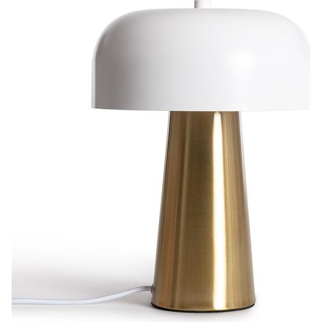 Ledkia – Lampe à poser métal Kupla blanche – Compatible ampoules E14 – Design moderne pour espaces variés – Finitions élégantes dorées