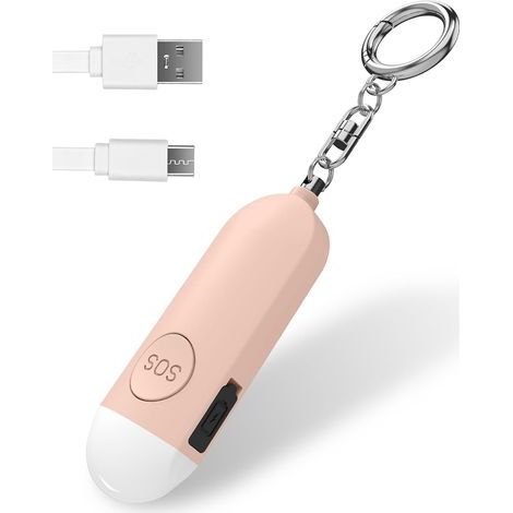 Sirène Personnelle Alarme Sirène de Sécurité Personnelle Rechargeable Sirène 130 DB Alarme de Sécurité de Panique Approuvée par la Police avec Lumière LED, Porte clés d'auto défense (1/5)