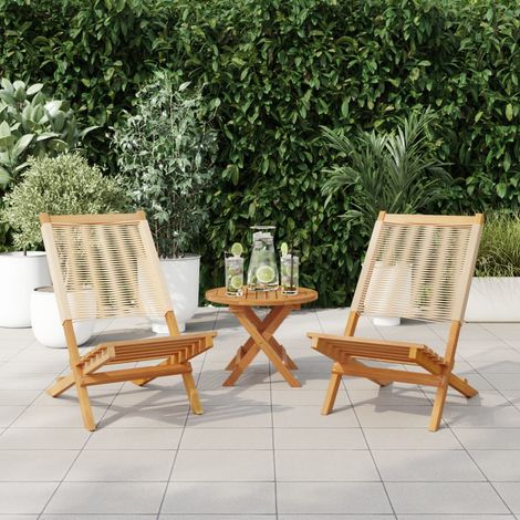 Maison Exclusive - Chaises de jardin lot de 2 beige bois d'acacia et polypropylène (1/5)