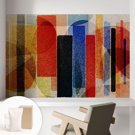 Papier peint intissé pour salon chambre à coucher peint imprimé Installation facile - Colle incluse gratuite Formes géométriques 104x70 cm (1/5)