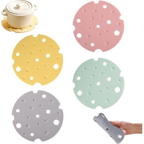 Dessous de Plat en Silicone, Lot de 4 Antidérapants Résistants à la Chaleur, Arc-en-Ciel, Pour Casseroles, Bols et Tasses (1/5)