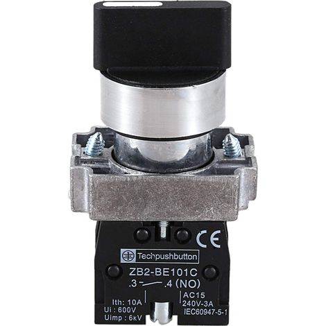 22 mm Latching 2 sélecteur rotatif à 3 positions sans sélecteur Zb2-Be101C Noir (1/5)