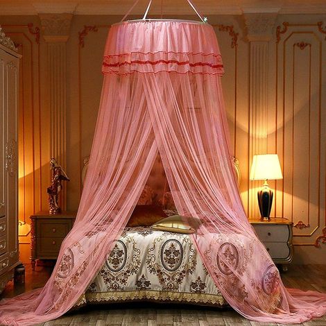 Moustiquaire,Baldaquin Rond Double Dentelle Princesse,Grande dôme Moustiquaire lit Double pour Sans poinçon,Princesse Tente de Bébé Fille Enfant Adulte, Lit Limple au Lit King Size(Jade)- (1/4)