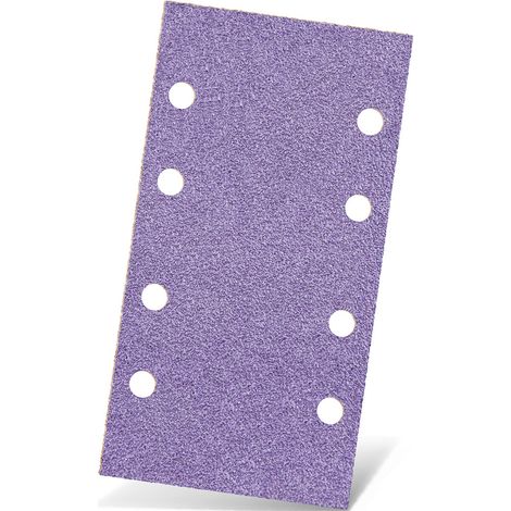 MENZER Purple HD Carte abrasive velcrate, 180 x 93 mm, 8 fori, p. Levigatrici orbitali, Miscela di ceramica (50 Pz.) G40 (1/5)