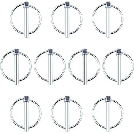 Lot de 10 goupilles de verrouillage de remorque en acier au carbone de 6 mm de diamètre pour rail de ferme, pelouse (1/4)