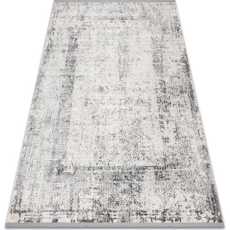 Modern Teppich TULS strukturell, Franse 51324 Vintage, Rahmen elfenbein / grau  beige 80x150 cm