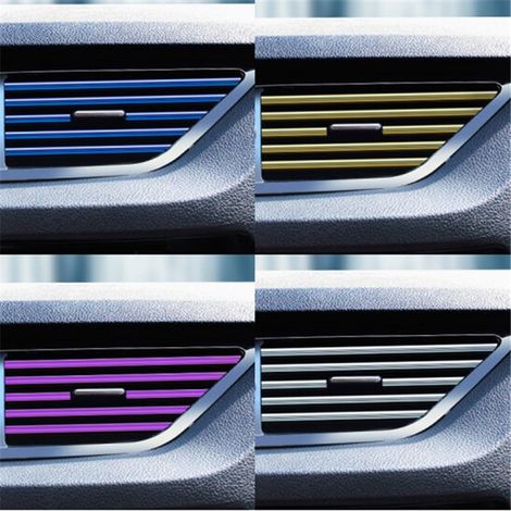 10pcs PVC Bandeau de Décor pour Bouches d'Aération Auto - Moulure Intérieure Colorée, Garniture de Style, 10 Pièces (1/5)