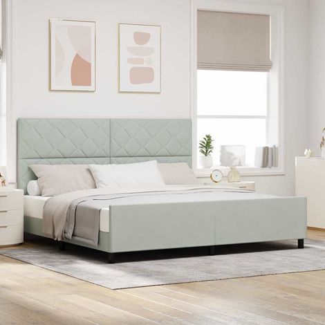 Cama tipo Box Spring Gris claro 200 x 200 cm Terciopelo (1/5)