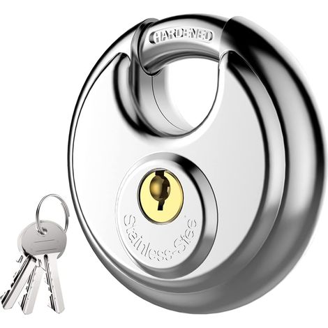 Cadenas à clé, cadenas à disque en acier inoxydable avec anse de 9,5 mm (3/8") (1/5)