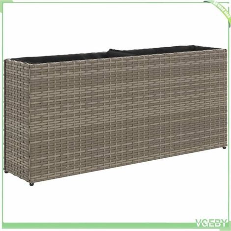 Jardinière - FAFEICY - 366409 - gris - 90x20x40 cm - Résine tressée avec cadre acier (1/5)
