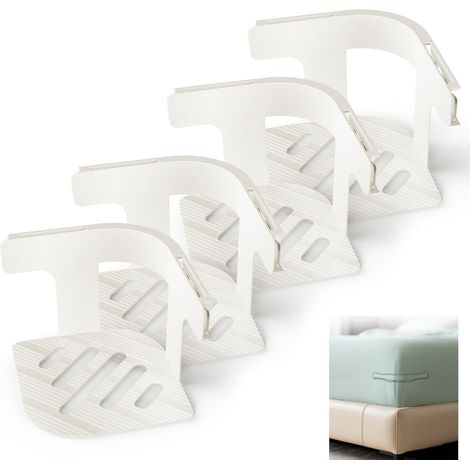 Lot de 4 Supports de Draps, Clips de Feuille à Verrouillage Anti-Dérapant, Attache Drap Housse et Tendeur Drap Housse, Adaptés à Tous Les Matelas, Couvertures, Literie (1/5)