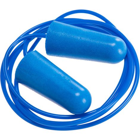 Tapón detectable de espuma de PU con cordón (200 pares) - Azul - Portwest
