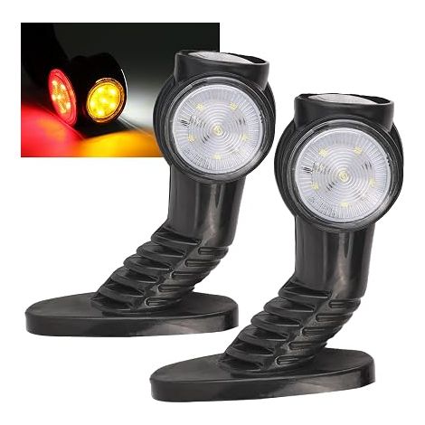 Lot de 2 feux de position LED 12 V 24 V feux de position latéraux pour remorque, camion, voiture, caravane, blanc, rouge, orange (1/5)