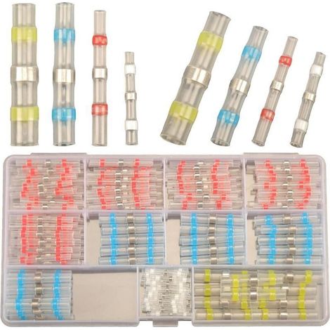 180pcs Connecteur Bout à Bout Thermorétractable, Cosses Electriques à Sertir Thermorétractables, Étanche Connecteurs de Fil à Souder Cosse Thermosoudable Kit de Connecteurs de Bornes de Qualité Marine (1/4)