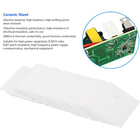 100 plaquettes isolantes en céramique d'alumine blanc pour transistor MOS IGBT TO-247 dissipation thermique 17x22x1mm (1/5)