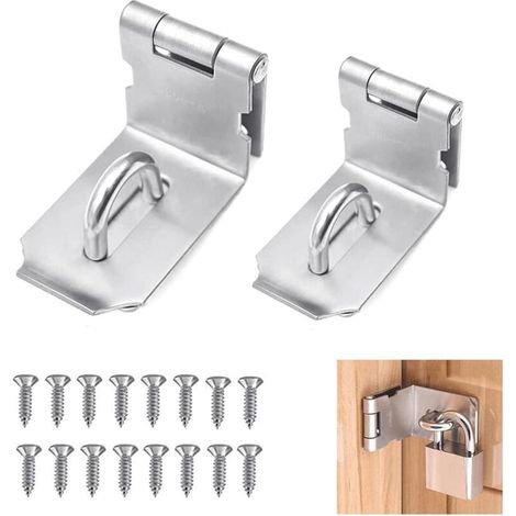 Loquet de cadenas à angle droit, loquet à 90 degrés, 16 vis, convient pour les jardins, les portes, etc., 3 pouces et 4 pouces, acier inoxydable. (1/5)