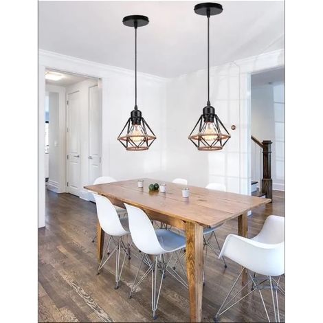 Lot de 2 Lampe Suspension en Corde de Chanvre,Lustre Plafonnier Industrielle Retro Style Edison pour Salon Chambre (1/4)
