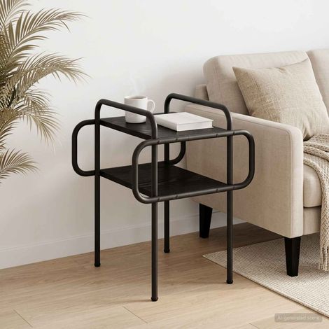 vidaXL Mesa de centro Roble Negro 40 x 40 x 51 cm Madera de ingeniería (1/5)