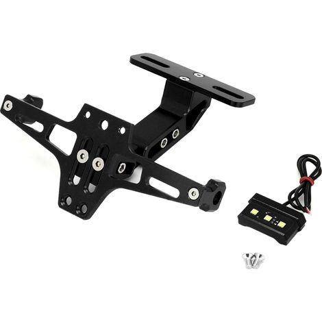 GARRYFIZH Support de plaque d'immatriculation télescopique réglable en alliage d'aluminium avec éclairage LED pour moto