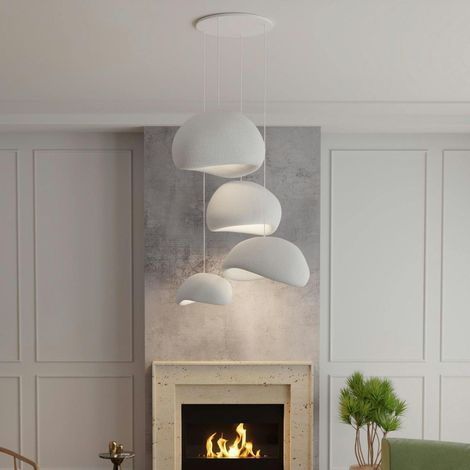 Suspension design blanche 4 abat-jour organiques NOXIS (1/5)