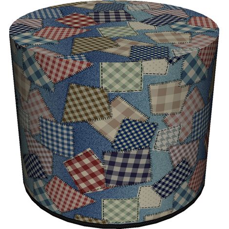 Dekorativer Pouf, Bertoni, Texas-Muster – runder Pouf für Wohnzimmer und Flur, 40 cm Durchmesser, elegant, mit Reißverschluss, waschbar (1/5)